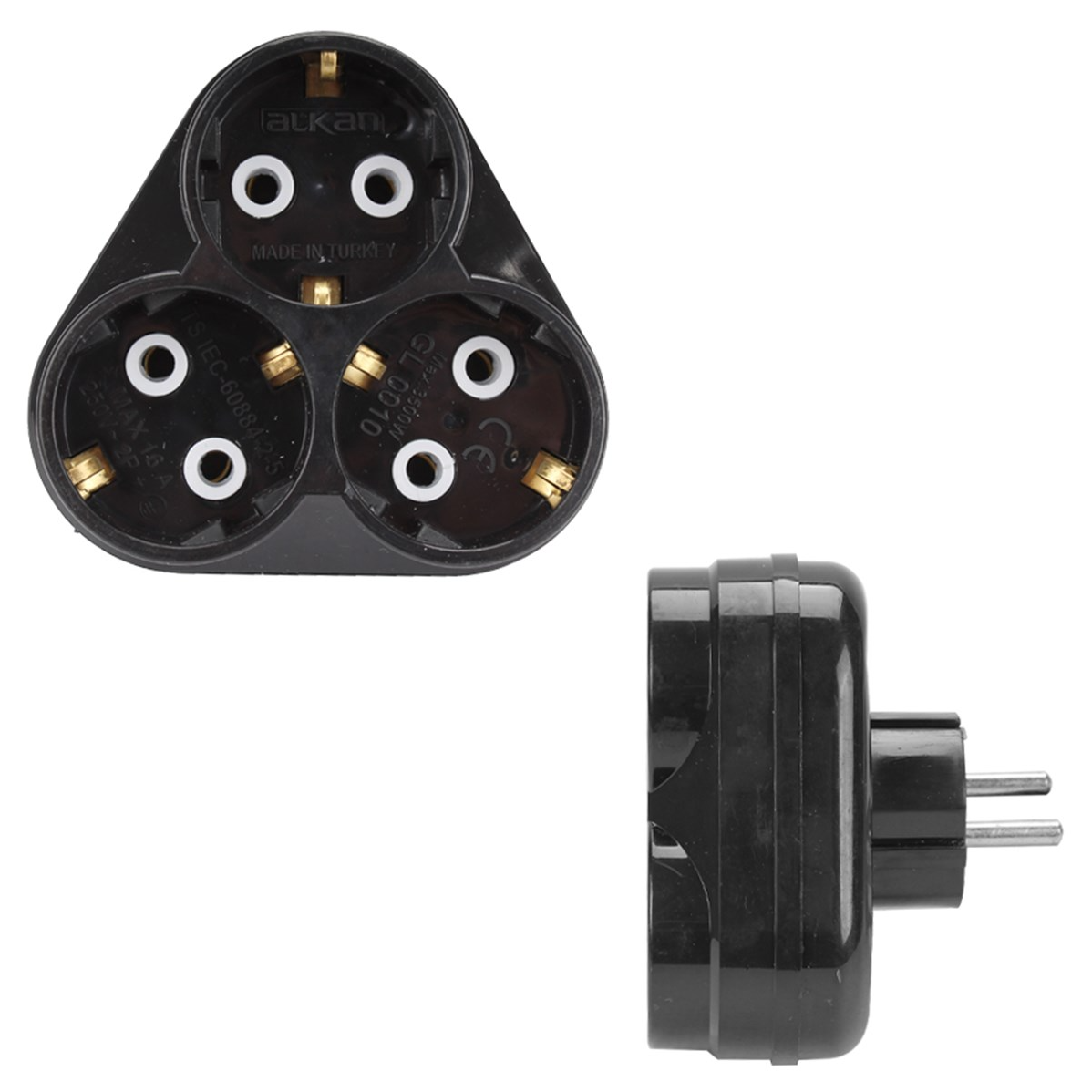Brixgo Falkland Islands  - 3 Way Grounded Goliath Plug Daisy Black