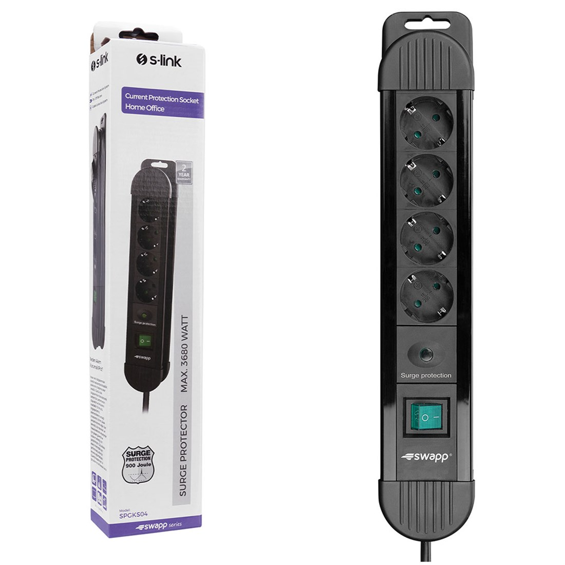Brixgo Georgia  - 4 Way Current Cor. Gray Socket Multiplexer 1.5m 3G1.5mm2 900 Joule 