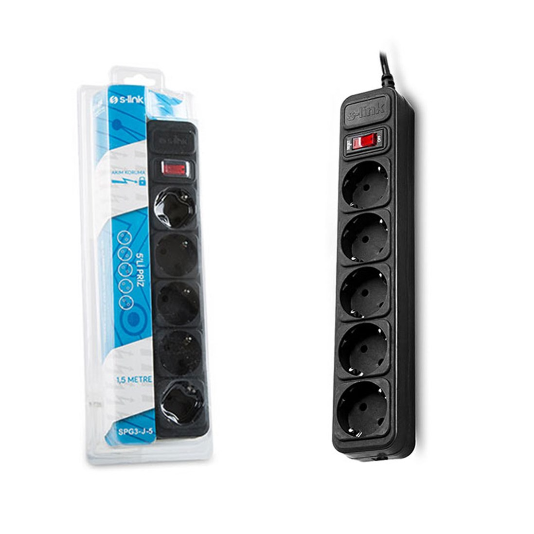 Brixgo French Polynesia  - 5 Way Current Cor. Black Socket  1.5m 306Joule 