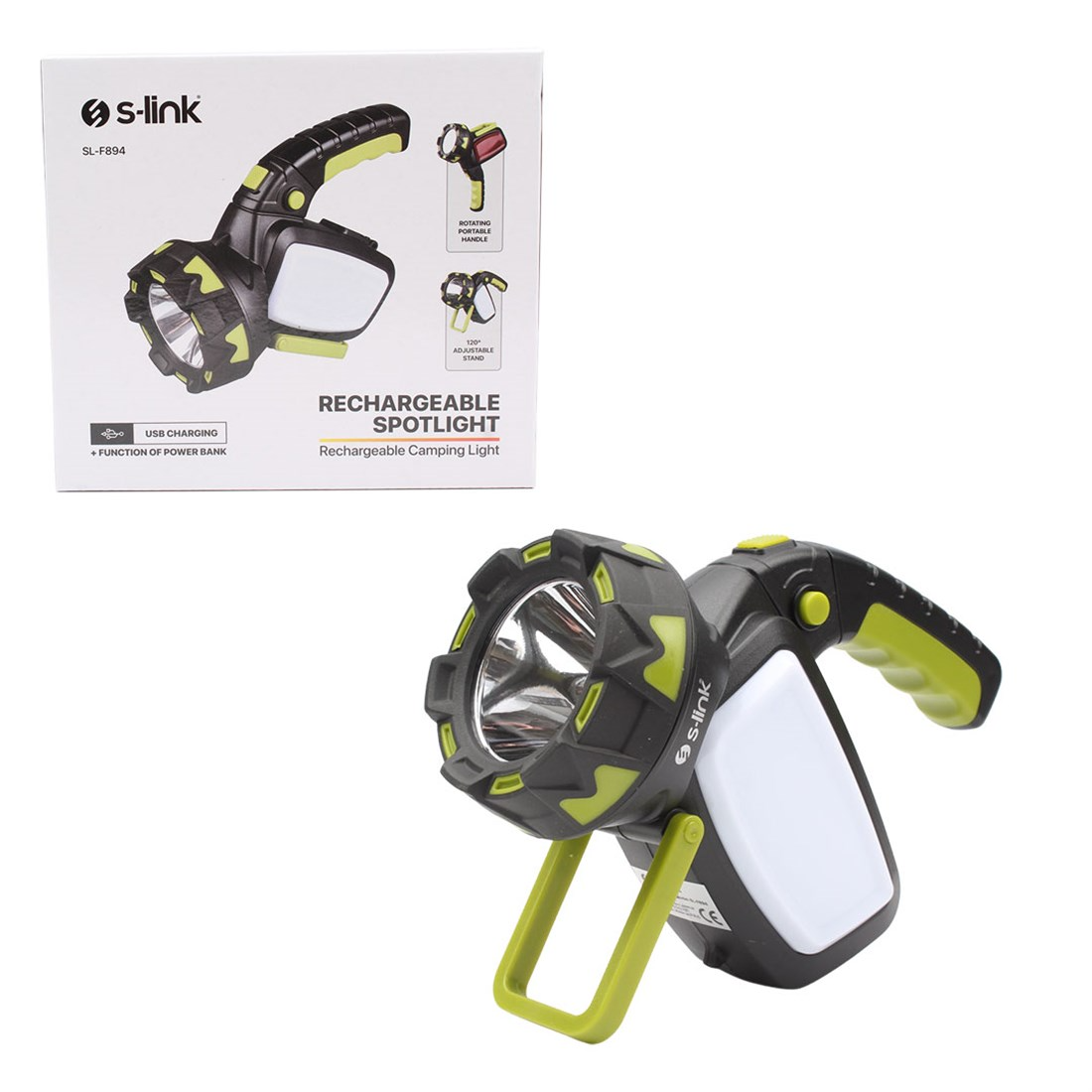 Brixgo Georgia  - 5W LED+18 White+18 Red LED Light Mode Rotating Arm USB Rechargeable Flashlight 
