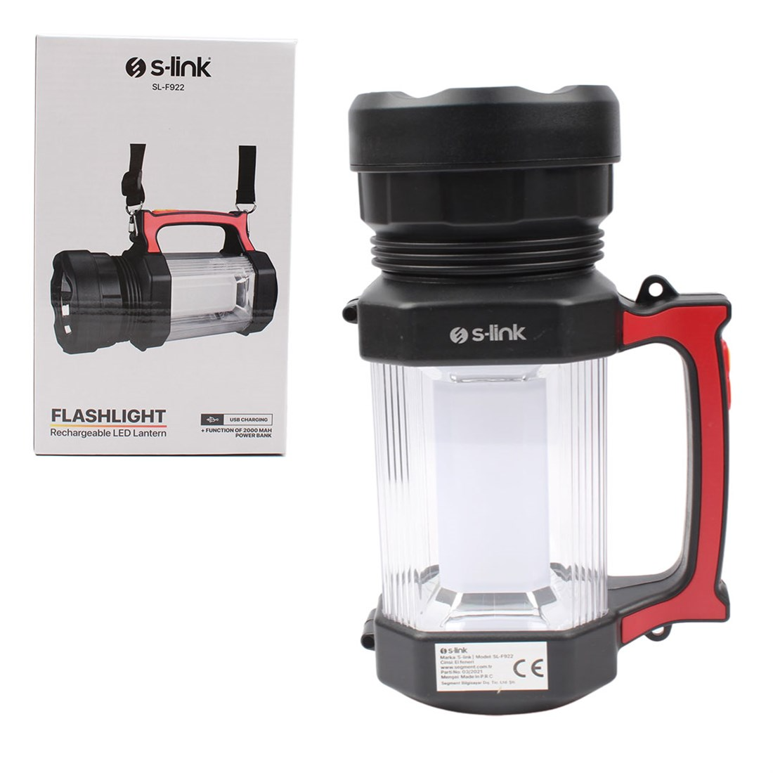Brixgo France  - LED Light 2000mAh USB Charged + Powerbank Flashlight with Light Mode 