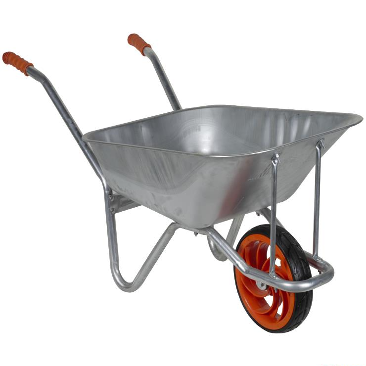 Long Sheet Metal Wheelbarrow -Plastic Rim and Rubber Wheel